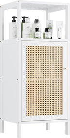 Bamboo Floor Standing Small Bathroom Cabinet with Rattan