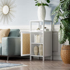 Bamboo Floor Standing Small Bathroom Cabinet with Rattan