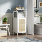Bamboo Floor Standing Small Bathroom Cabinet with Rattan