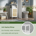 Bamboo Floor Standing Small Bathroom Cabinet with Rattan