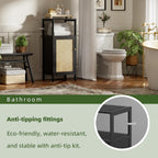 Bamboo Floor Standing Small Bathroom Cabinet with Rattan