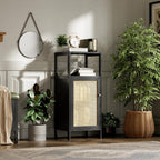 Bamboo Floor Standing Small Bathroom Cabinet with Rattan