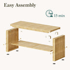 Bamboo Hallway Bench with Shelf Wooden Dining