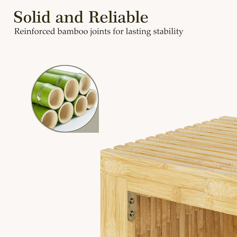 Bamboo Hallway Bench with Shelf Wooden Dining