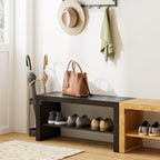 Bamboo Hallway Bench with Shelf Wooden Dining