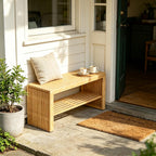 Bamboo Hallway Bench with Shelf Wooden Dining