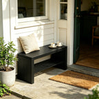 Bamboo Hallway Bench with Shelf Wooden Dining