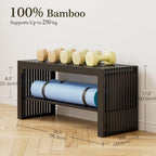 Bamboo Hallway Bench with Shelf Wooden Dining