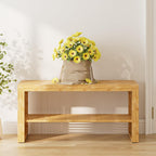 Bamboo Hallway Bench with Shelf Wooden Dining