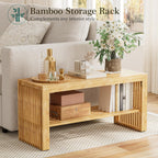Bamboo Hallway Bench with Shelf Wooden Dining