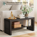 Bamboo Hallway Bench with Shelf Wooden Dining