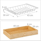 Bamboo Kitchen Trolley Worktop Cabinet Basket Serving Cart