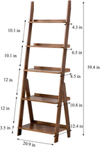 Bamboo Ladder Shelf 5-Tier Storage Rack Bookshelf Free