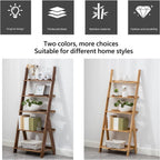 Bamboo Ladder Shelf 5-Tier Storage Rack Bookshelf Free