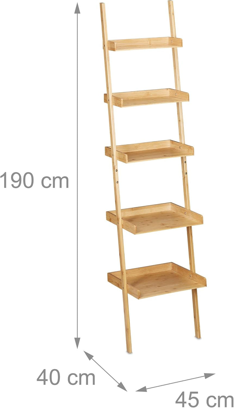 Bamboo Ladder Shelf 5 Tiers Bathroom Kitchen Living