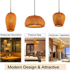 Bamboo Lantern Pendant Lamp Retro Japanese Style E27