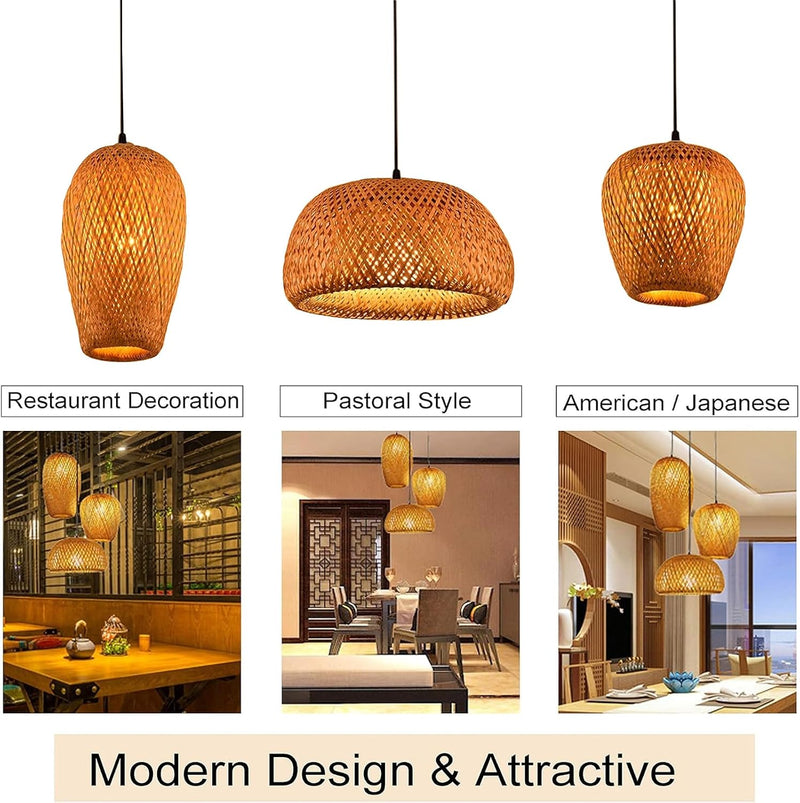 Bamboo Lantern Pendant Lamp Retro Japanese Style E27