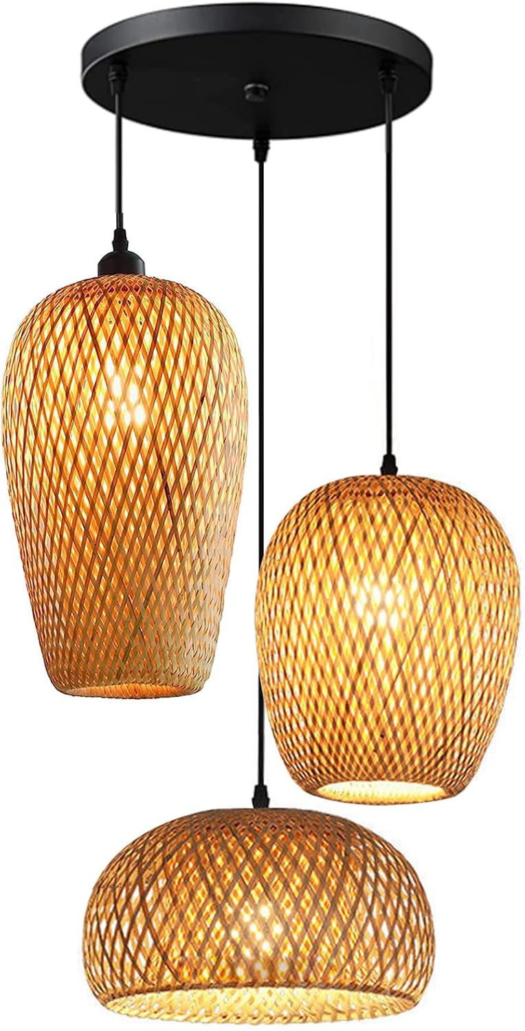 Bamboo Lantern Pendant Lamp Retro Japanese Style E27