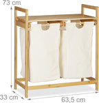 Bamboo Laundry Hamper Clothes Sorter with Shelf 2