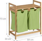 Bamboo Laundry Hamper Clothes Sorter with Shelf 2
