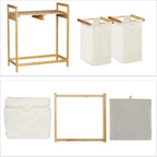 Bamboo Laundry Hamper Clothes Sorter with Shelf 2