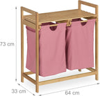 Bamboo Laundry Hamper Clothes Sorter with Shelf 2