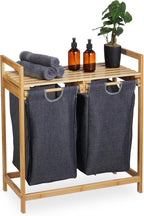 Bamboo Laundry Hamper Clothes Sorter with Shelf 2