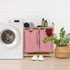 Bamboo Laundry Hamper Clothes Sorter with Shelf 2