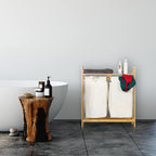 Bamboo Laundry Hamper Clothes Sorter with Shelf 2