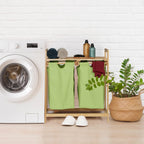 Bamboo Laundry Hamper Clothes Sorter with Shelf 2