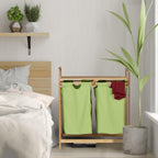 Bamboo Laundry Hamper Clothes Sorter with Shelf 2