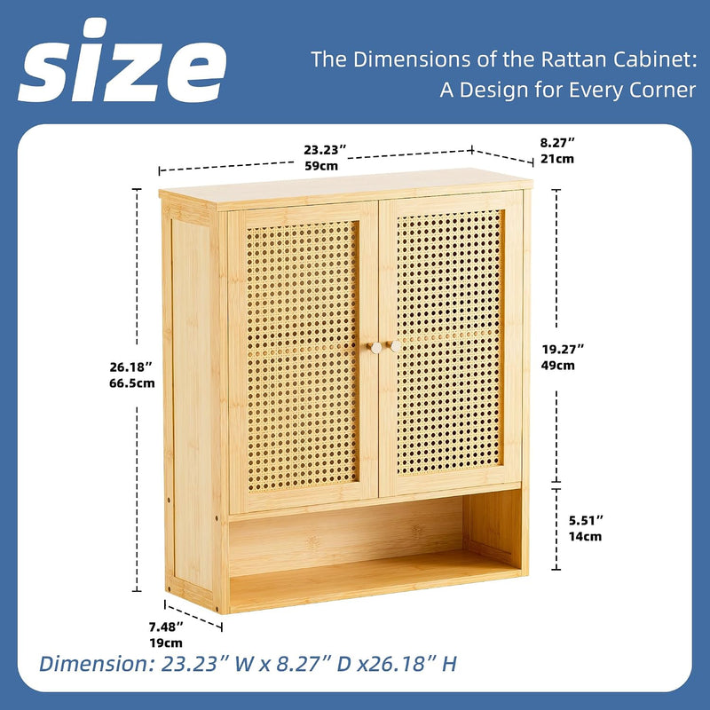 Bamboo Medicine Cabinet Rattan Bathroom Wall Over Toilet
