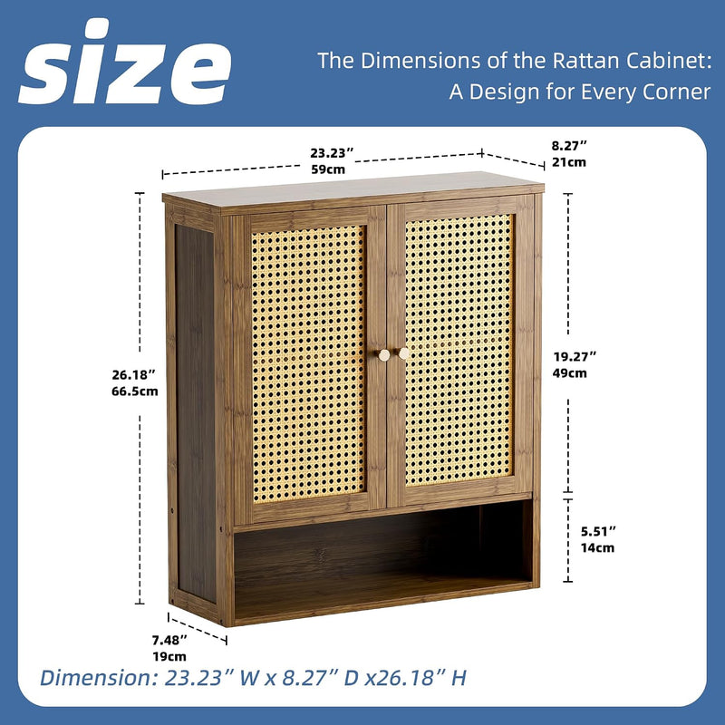 Bamboo Medicine Cabinet Rattan Bathroom Wall Over Toilet