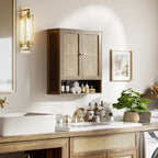 Bamboo Medicine Cabinet Rattan Bathroom Wall Over Toilet