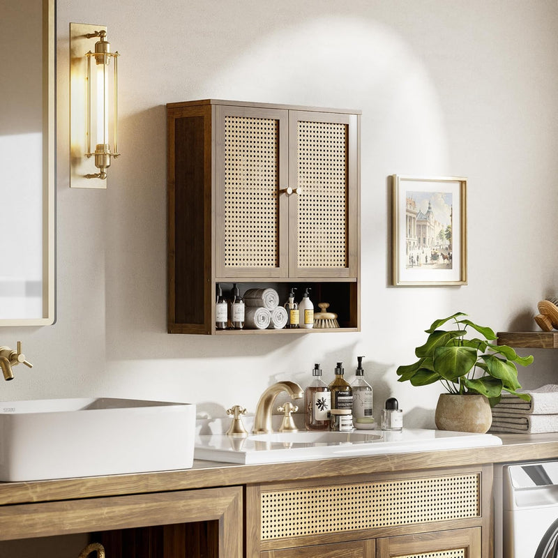 Bamboo Medicine Cabinet Rattan Bathroom Wall Over Toilet