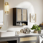 Bamboo Medicine Cabinet Rattan Bathroom Wall Over Toilet
