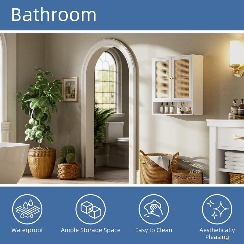 Bamboo Medicine Cabinet Rattan Bathroom Wall Over Toilet