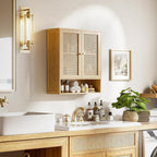 Bamboo Medicine Cabinet Rattan Bathroom Wall Over Toilet