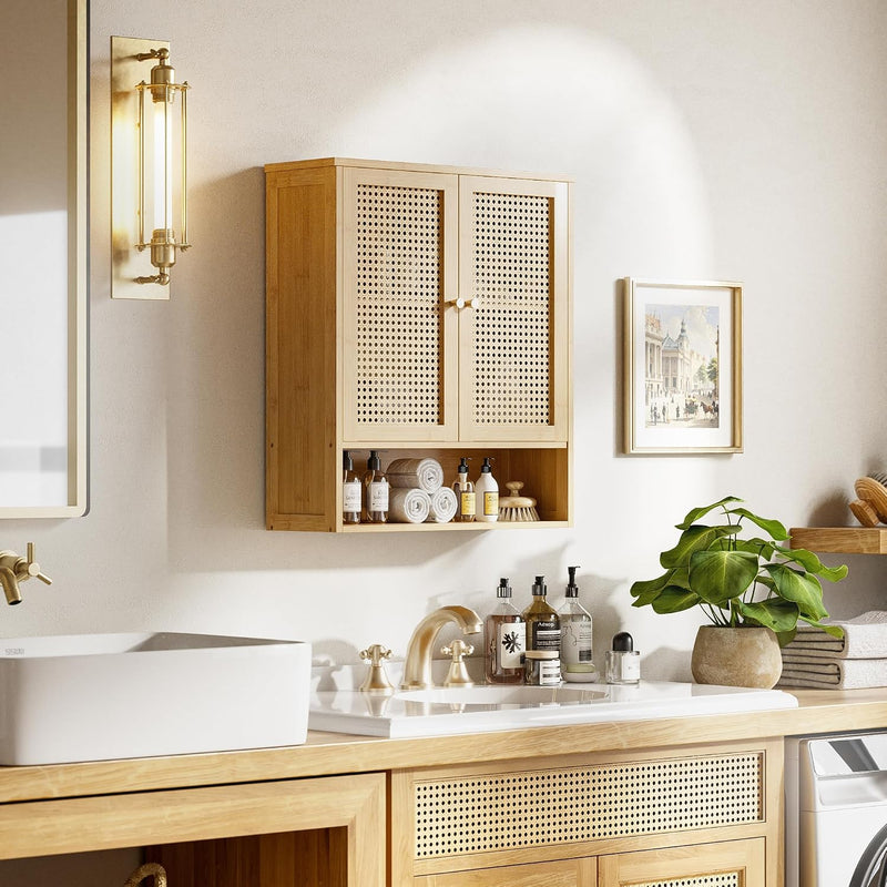 Bamboo Medicine Cabinet Rattan Bathroom Wall Over Toilet