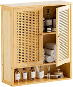 Bamboo Medicine Cabinet Rattan Bathroom Wall Over Toilet