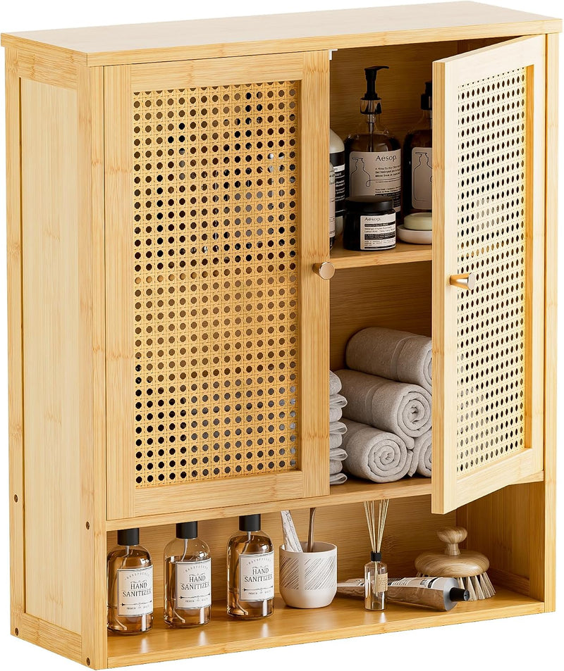 Bamboo Medicine Cabinet Rattan Bathroom Wall Over Toilet