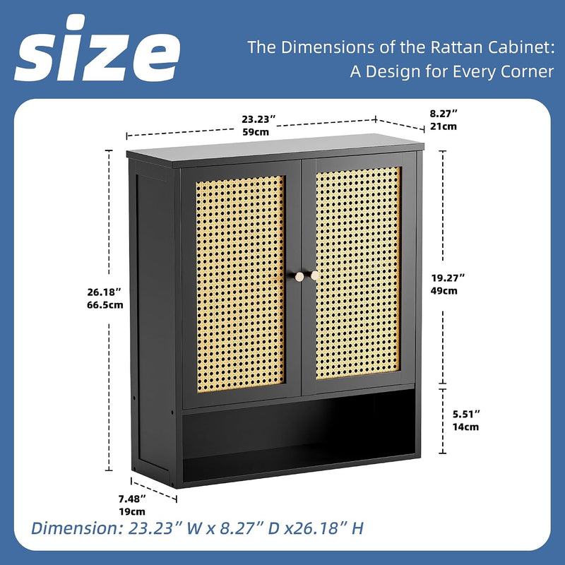 Bamboo Medicine Cabinet Rattan Bathroom Wall Over Toilet
