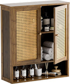 Bamboo Medicine Cabinet Rattan Bathroom Wall Over Toilet
