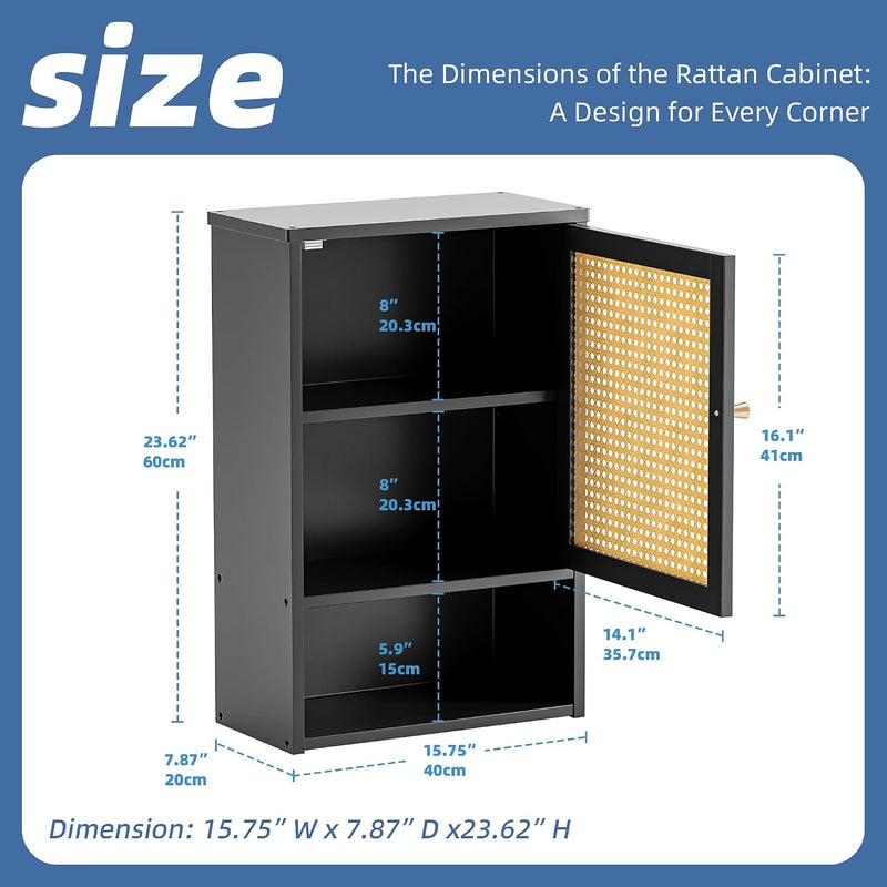 Bamboo Medicine Cabinet Wall Mounted Bathroom with Adjustable