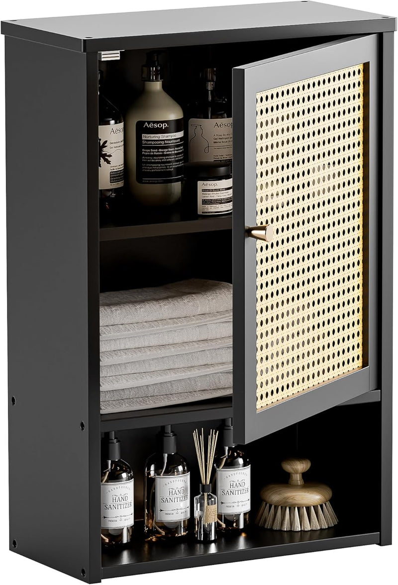 Bamboo Medicine Cabinet Wall Mounted Bathroom with Adjustable