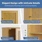 Bamboo Medicine Cabinet Wall Mounted Bathroom with Adjustable