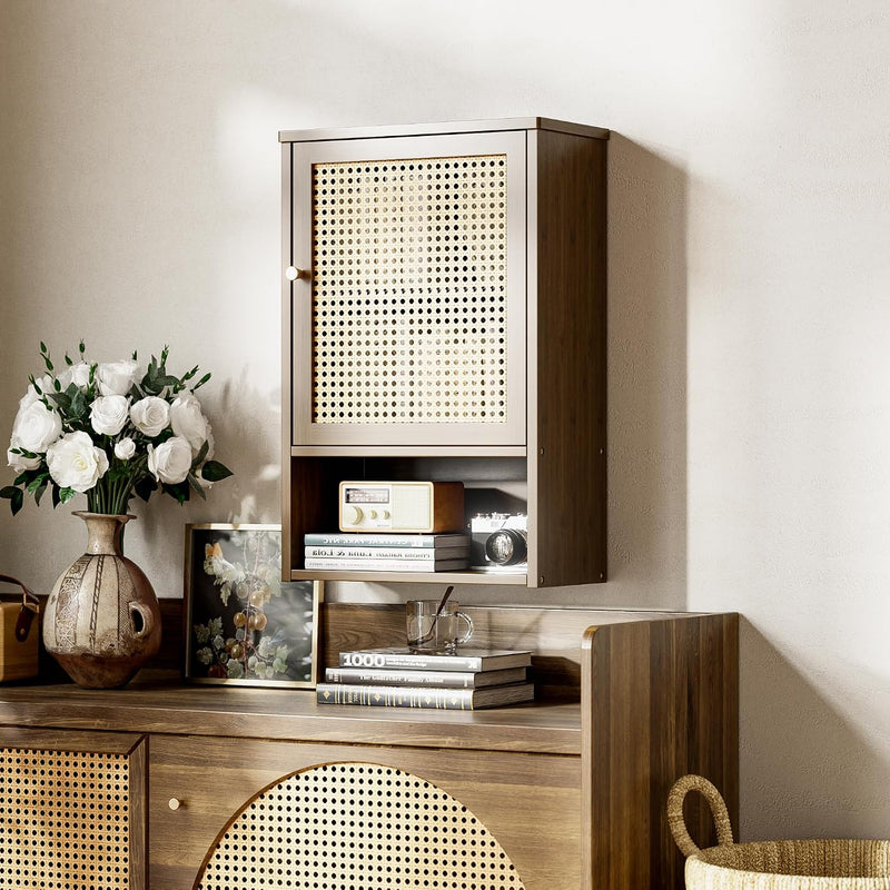 Bamboo Medicine Cabinet Wall Mounted Bathroom with Adjustable