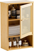 Bamboo Medicine Cabinet Wall Mounted Bathroom with Adjustable