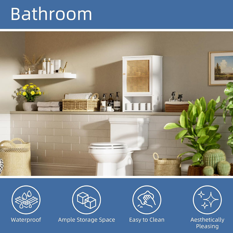 Bamboo Medicine Cabinet Wall Mounted Bathroom with Adjustable