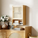 Bamboo Medicine Cabinet Wall Mounted Bathroom with Adjustable